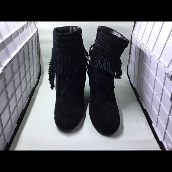 Aerosoles Plumming Bird Fringe Wedge Ankle Boots - Picture 2 of 5